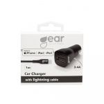 Gear Lader 12-24V 1xUSB 2,4A Sort Lightning kabel 1m MFI C89