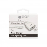 Gear Lader 220V 1xUSB 2,4A Hvid Lightning Kabel 1m MFI C89