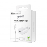 Gear Lader 220V 1xUSB 2,4A Hvid Lightning Kabel 1m MFI C89