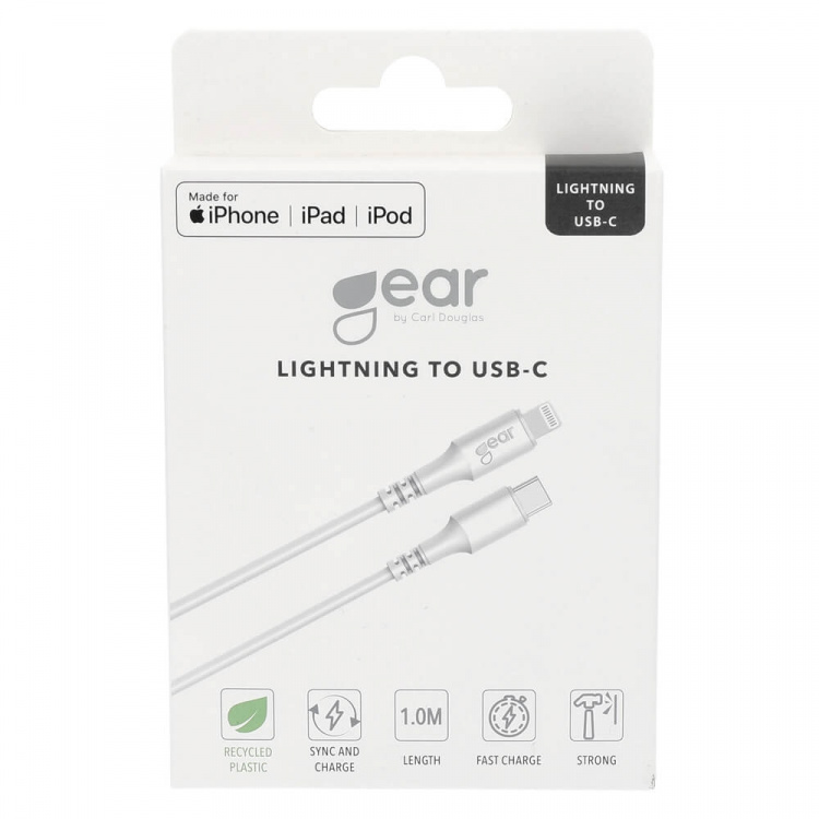 Gear Ladekabel USB-C til Lightning 1m Hvid MFI C94