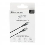 Gear Ladekabel PRO USB-A til Lightning C89 1.5m Sort Kevlarkabel m/Metalkobling