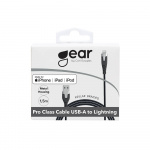 Gear Ladekabel PRO USB-A til Lightning C89 1.5m Sort Kevlarkabel m/Metalkobling
