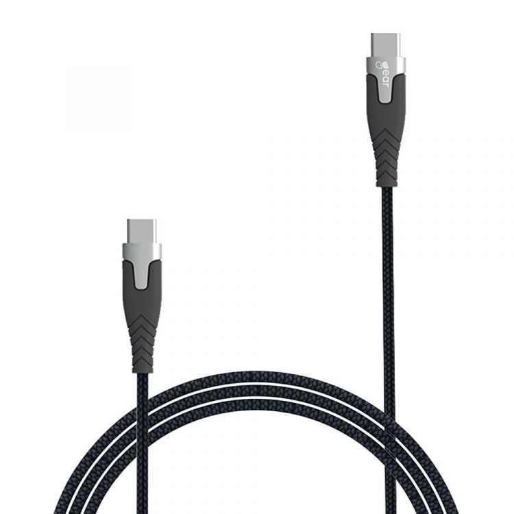 Gear Ladekabel PRO USB-C til USB-C 2.0 1.5m Sort Kevlarkabel m/Metalkobling