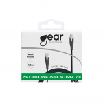 Gear Ladekabel PRO USB-C til USB-C 2.0 1.5m Sort Kevlarkabel m/Metalkobling