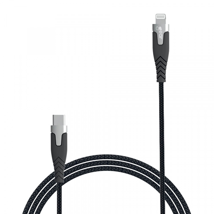 Gear Ladekabel PRO USB-C til Lightning C94 1.5m Sort Kevlarkabel m/Metalkobling