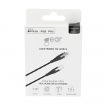 Gear Ladekabel PRO USB-C til Lightning C94 1.5m Sort Kevlarkabel m/Metalkobling
