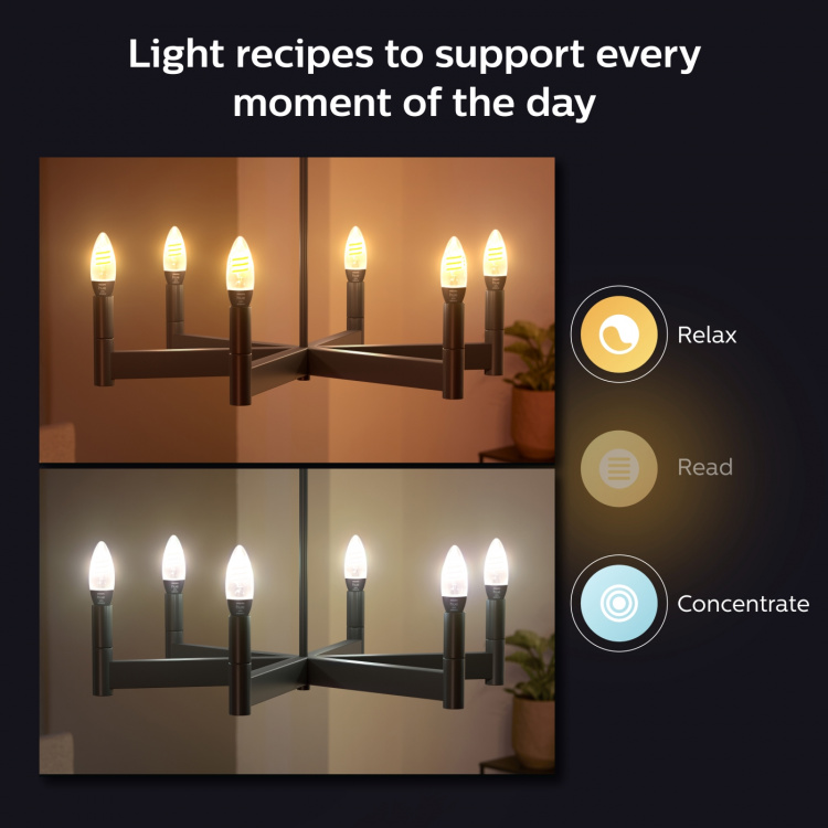 Philips Hue White Ambiance Filament E14 Kron 350 lm 1-pack Philips Hue White Ambiance Filament E14 Kron 350 lm 1-pack