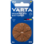 Varta Zink-Air Batteri Pr41 Type 312 | 1.45 V DC | 6-Blister | Hearing Aid | Brun