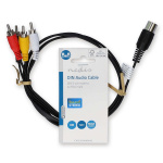 Nedis DIN Audio kabel | DIN 5-Pin Han | 4x RCA Hanstik | Nikkelplateret | 1.00 m | Runde | PVC | Sort | Label