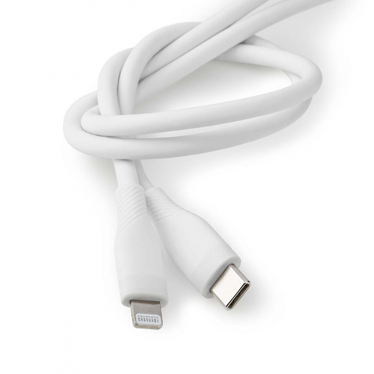 Nedis Lightning Kabel | USB 2.0 | Apple Lightning 8-pin | USB-C™ Han | 480 Mbps | Nikkelplateret | 1.50 m | Runde | Silikone | Hvid | Box
