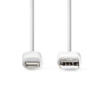 Nedis Lightning Kabel | USB 2.0 | Apple Lightning 8-pin | USB-A Han | 480 Mbps | Nikkelplateret | 2.00 m | Runde | PVC | Hvid | Label