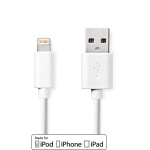Nedis Lightning Kabel | USB 2.0 | Apple Lightning 8-pin | USB-A Han | 480 Mbps | Nikkelplateret | 2.00 m | Runde | PVC | Hvid | Label
