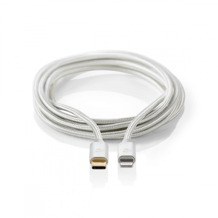Nedis Lightning Kabel | USB 2.0 | USB-C™ Han | Apple Lightning 8-pin | 480 Mbps | Guldplateret | 2.00 m | Runde | Flettet / Nylon | Aluminium | Cover Window Box