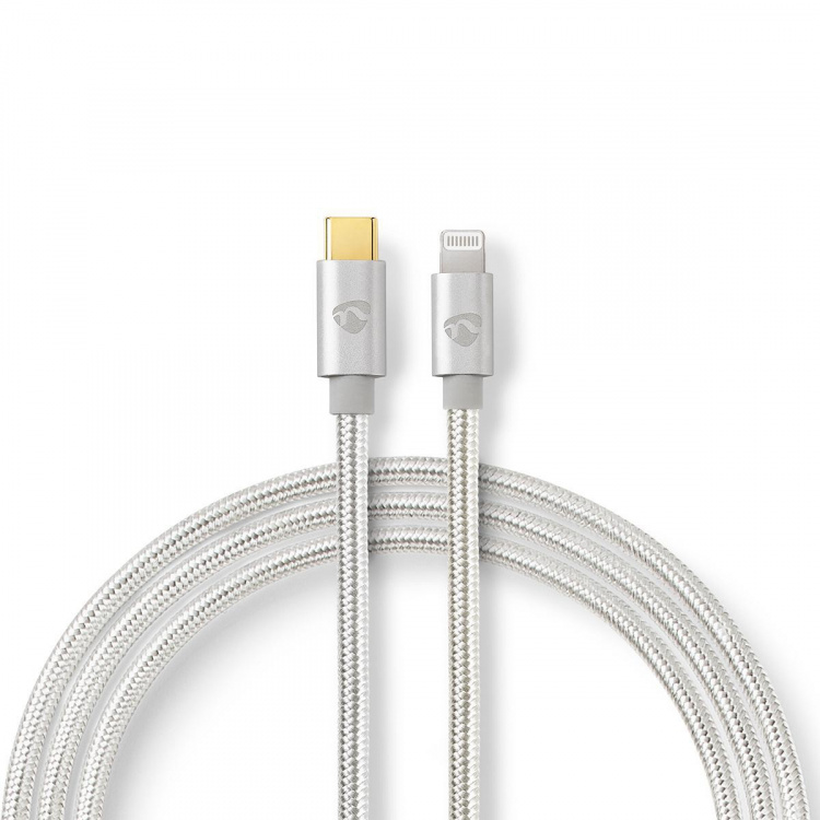 Nedis Lightning Kabel | USB 2.0 | USB-C™ Han | Apple Lightning 8-pin | 480 Mbps | Guldplateret | 2.00 m | Runde | Flettet / Nylon | Aluminium | Cover Window Box