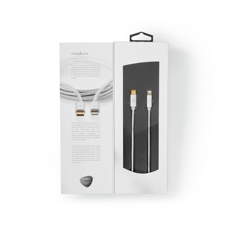 Nedis Lightning Kabel | USB 2.0 | USB-C™ Han | Apple Lightning 8-pin | 480 Mbps | Guldplateret | 2.00 m | Runde | Flettet / Nylon | Aluminium | Cover Window Box