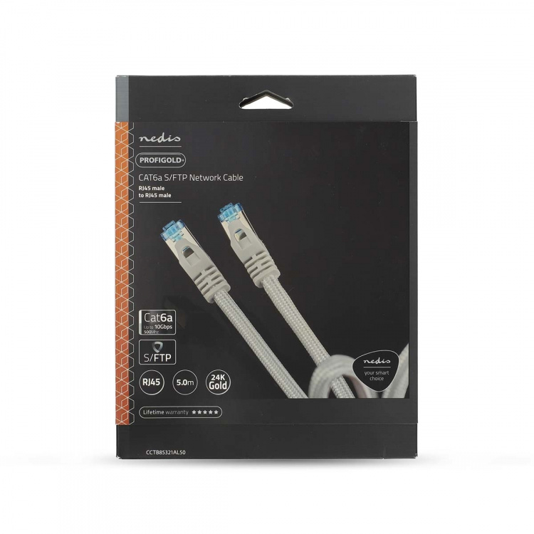 Nedis CAT6a netværkskabel | S/FTP | RJ45 Han | RJ45 Han | 10.0 m | Snagless | Runde | Flettet / PVC | Sølv | Cover Window Box