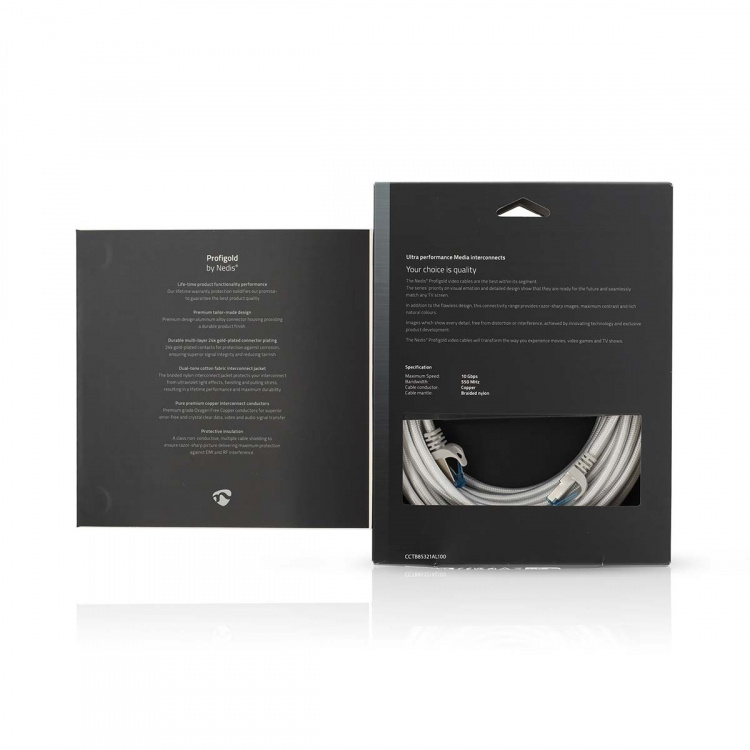 Nedis CAT6a netværkskabel | S/FTP | RJ45 Han | RJ45 Han | 10.0 m | Snagless | Runde | Flettet / PVC | Sølv | Cover Window Box