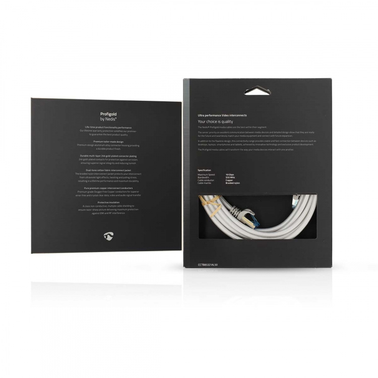 Nedis CAT6a netværkskabel | S/FTP | RJ45 Han | RJ45 Han | 5.00 m | Snagless | Runde | Flettet / PVC | Sølv | Cover Window Box