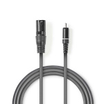 Nedis Ubalanceret Lydkabel | XLR 3-Pin Han | RCA Hanstik | Nikkelplateret | 1.50 m | Runde | PVC | Mørkegrå | Kartonhylster