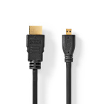 Nedis High Speed ​​HDMI ™ kabel med Ethernet | HDMI™ Stik | HDMI™ Micro-stik | 4K@30Hz | 10.2 Gbps | 1.50 m | Runde | PVC | Sort | Label