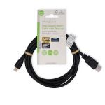Nedis High Speed ​​HDMI ™ kabel med Ethernet | HDMI™ Stik | HDMI™ Micro-stik | 4K@30Hz | 10.2 Gbps | 1.50 m | Runde | PVC | Sort | Label