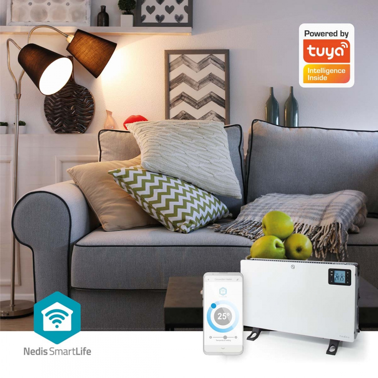 Nedis SmartLife Elradiator | 2000 W | 3 Varmeindstillinger | LCD | 5 - 37 °C | Justerbar termostat | Hvid