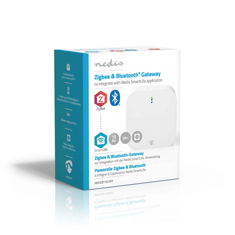Nedis SmartLife Gateway | Bluetooth® / Zigbee 3.0 | 50 Enheder | Strømforsyning | Android™ / IOS | Hvid