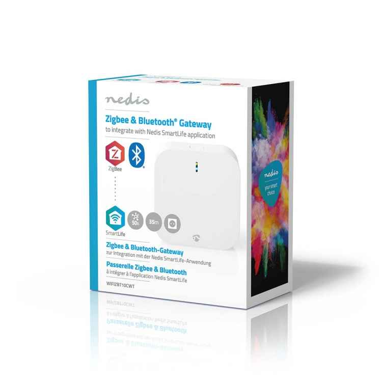 Nedis SmartLife Gateway | Bluetooth® / Zigbee 3.0 | 50 Enheder | Strømforsyning | Android™ / IOS | Hvid