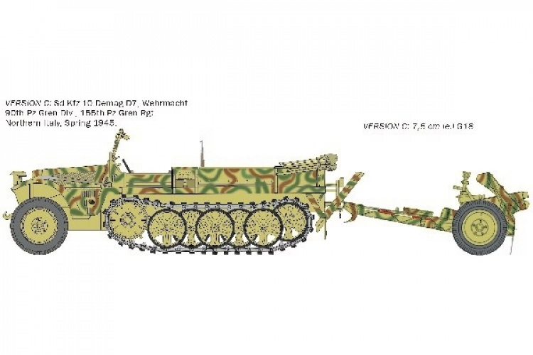 ITALERI 1:35 Kfz. 10 DEMAG D7 with 7,5cm Le. IG 18 + crew ITALERI 1:35 Kfz. 10 DEMAG D7 with 7,5cm Le. IG 18 + crew