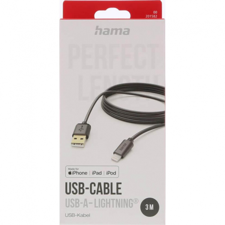 Hama Ladekabel Lightning Sort 3,0m
