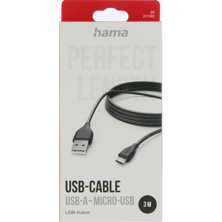 Hama Ladekabel USB-A till Micro-USB Sort 3,0m