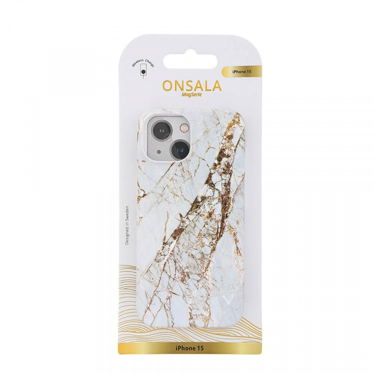 Onsala Mobilcover MagSeries White Rhino Marble - iPhone 15