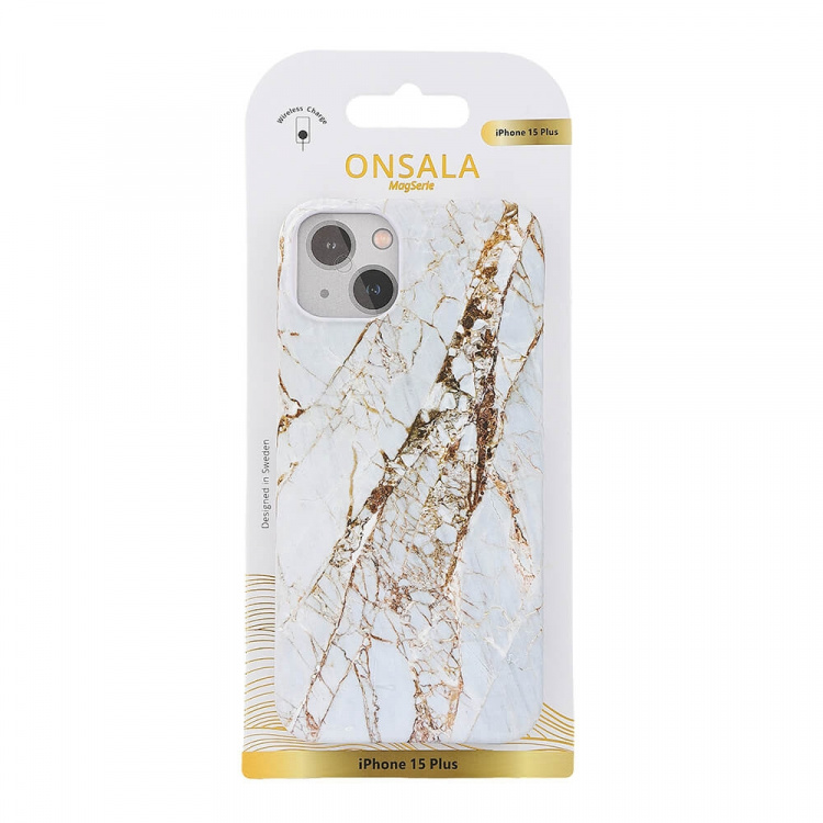 Onsala Mobilcover MagSeries White Rhino Marble - iPhone 15 Plus Onsala Mobilcover MagSeries White Rhino Marble - iPhone 15 Plus