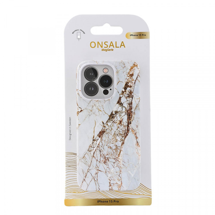 Onsala Mobilcover MagSeries White Rhino Marble - iPhone 15 Pro Onsala Mobilcover MagSeries White Rhino Marble - iPhone 15 Pro