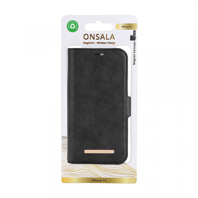Onsala Wallet Case Eco 2 kortrum MagSeries Sort - iPhone 15