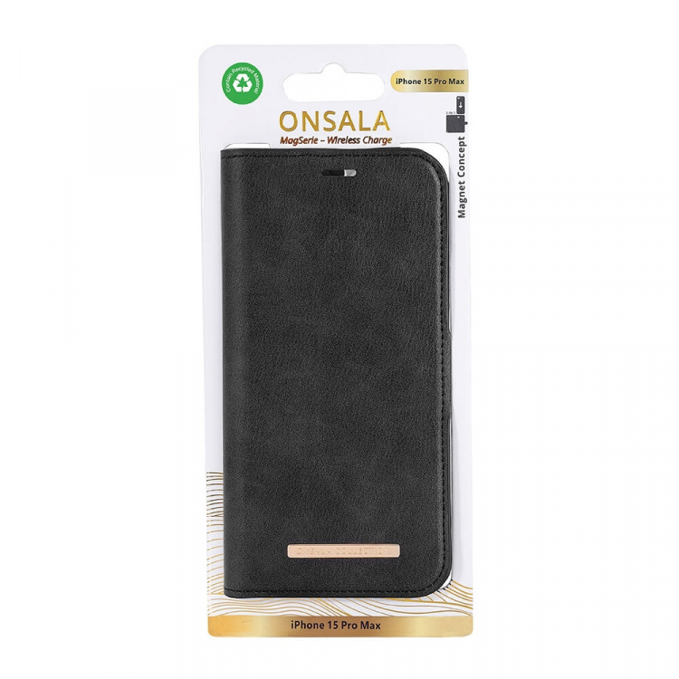 Onsala Wallet Case Eco 2 kortrum MagSeries Black - iPhone 15 Pro Max Onsala Wallet Case Eco 2 kortrum MagSeries Black - iPhone 15 Pro Max