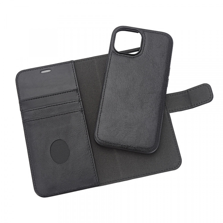 Radicover Wallet Case 2i1 Anti-stråling Læder MagS Sort - iPhone 15
