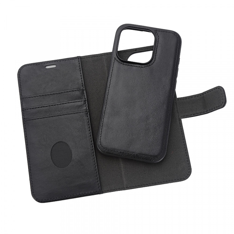 Radicover Wallet Case 2i1 Anti-stråling Læder MagS Sort - iPhone 15 Pro