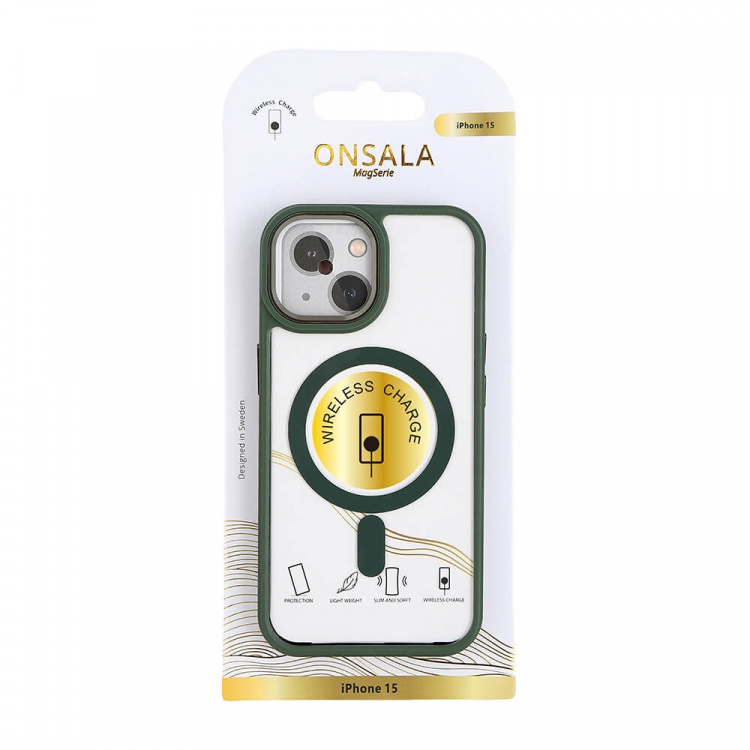 Onsala Cover Bumper MagSerie iPhone 15 Clear Green