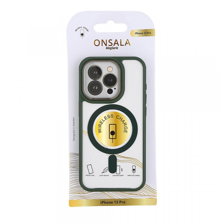 Onsala Phone Case Bumper MagSeries Green & Clear - iPhone 15 Pro