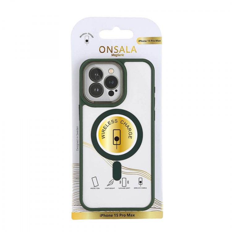Onsala Mobilcover Bumper MagSeries Green & Clear - iPhone 15 Pro Max