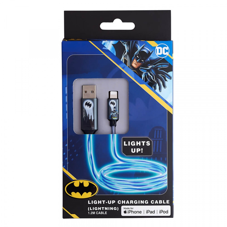 BATMAN USB A Til Lightning Light-Up 1,2m MFI Bat logo