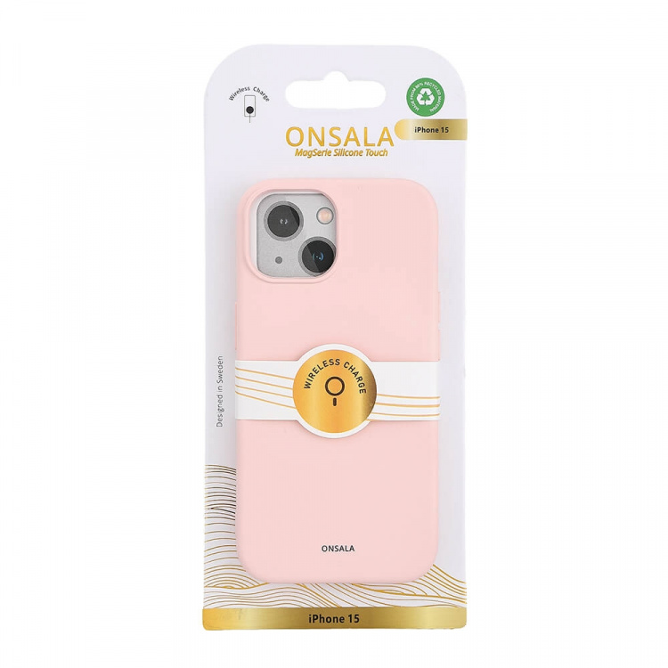 Onsala Mobilcover Silk Touch Recycled MagSerie iPhone 13/14/15 Chalk Pink