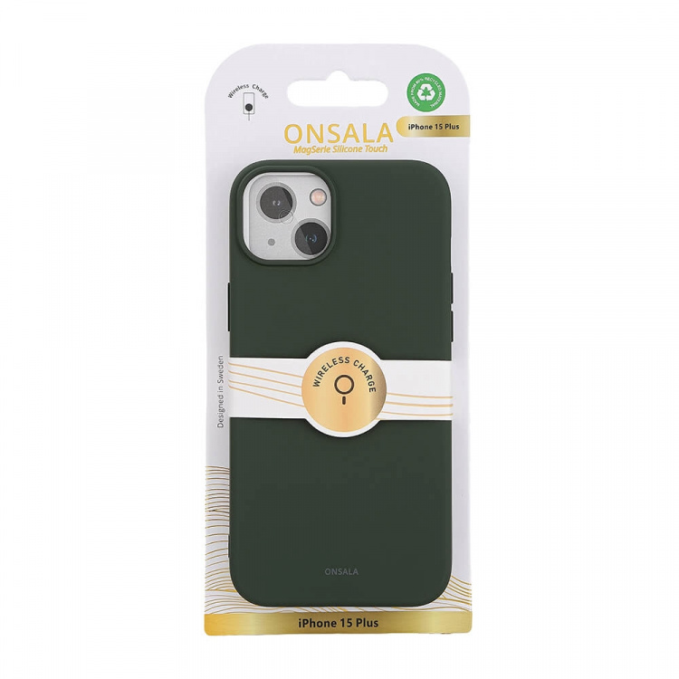 Onsala Back Sil Touch Recycled MagSerie iPhone 15 Plus Olive Green