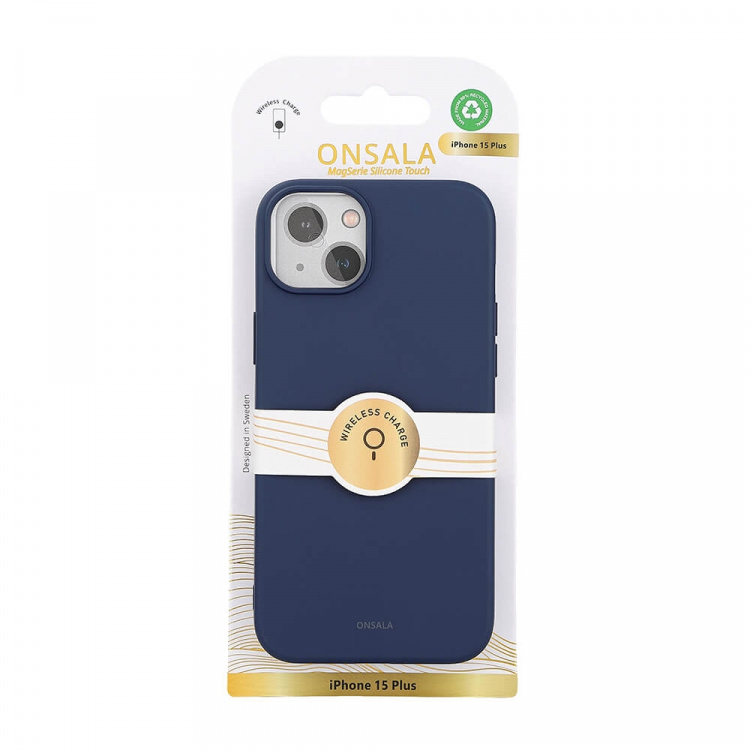 Onsala Back Sil Touch Recycled MagSerie iPhone 15 Plus Dark Blue