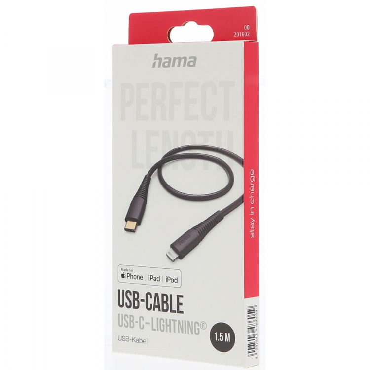 Hama Ladekabel USB-C till Lightning Sort 1,5m Hama Ladekabel USB-C till Lightning Sort 1,5m
