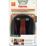 Hama HDMI Ethernet High Speed Kabel 3,0m Flad Sort Guldbelagt TL