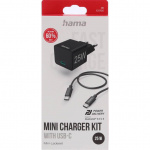 Hama Quick Charger 1x USB-C with Cable 25W PD 1.0m Black Hama Quick Charger 1x USB-C with Cable 25W PD 1.0m Black