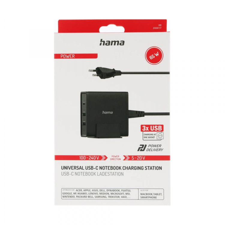 Hama Ladestation USB 3 Porte PD 5-20V/65W