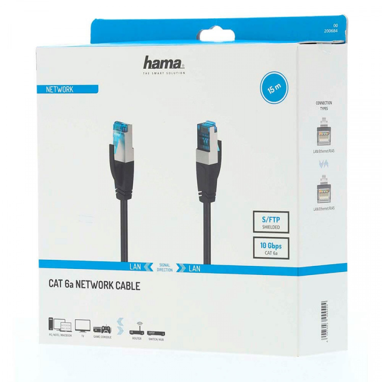 Hama Cable Network CAT6a S/FTP 15.0m Black